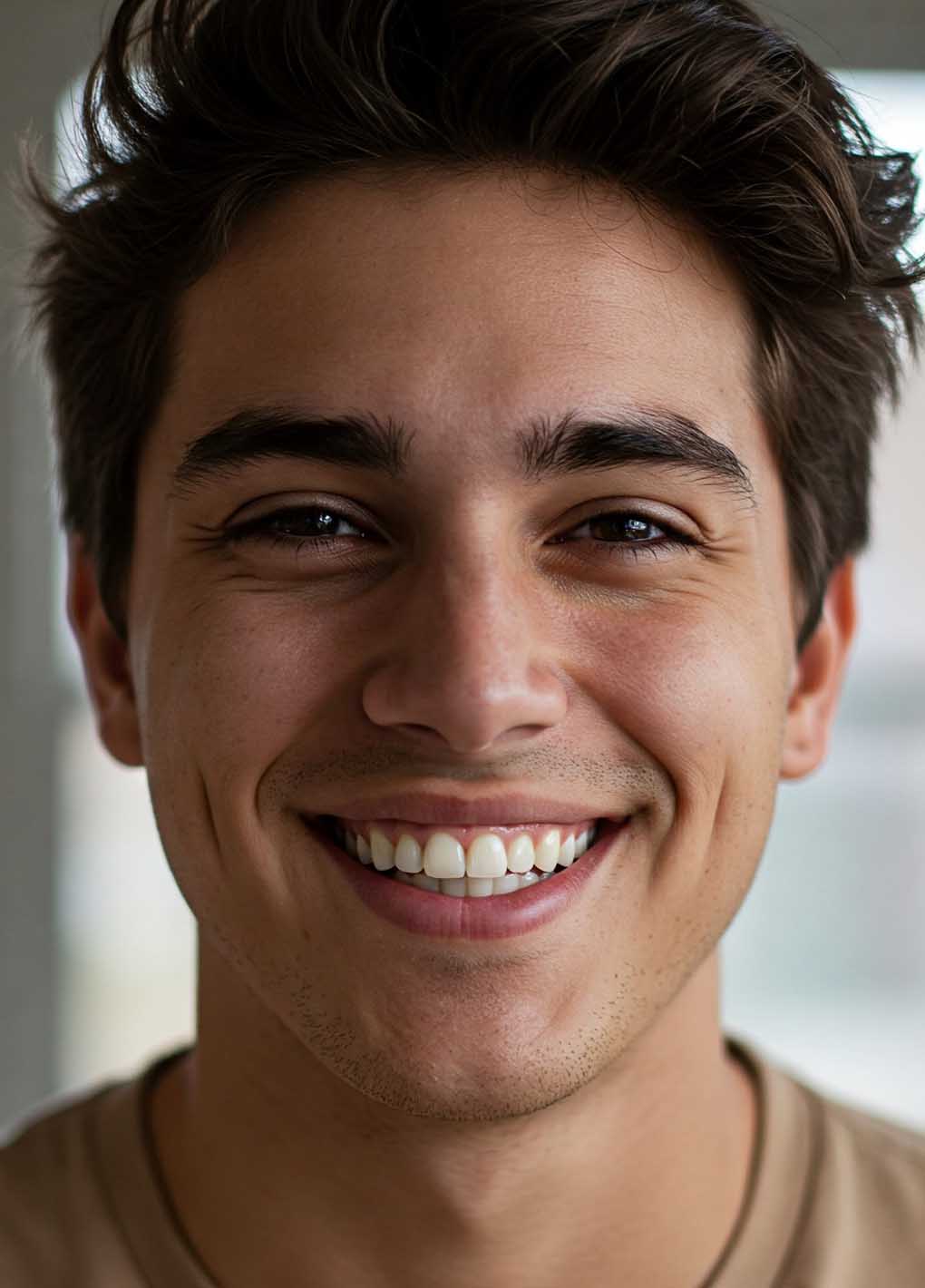 Close-up of a smiling person with a blurred background